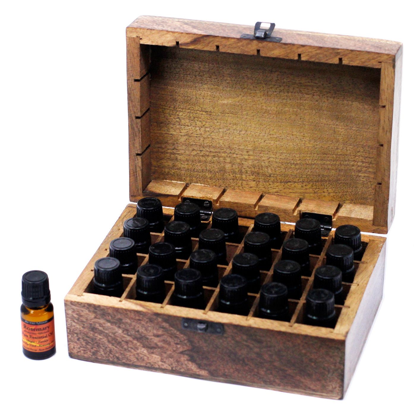 Authentic Aromatherapy Floral Carved Box (Holds 24 bottles) perspective detail 3 showcasing clean geometry and natural material finishes