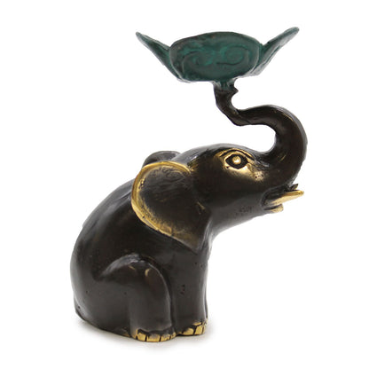 Small brass elephant candle and incense holder — exotic sacred feng shui altar and conscious home decor