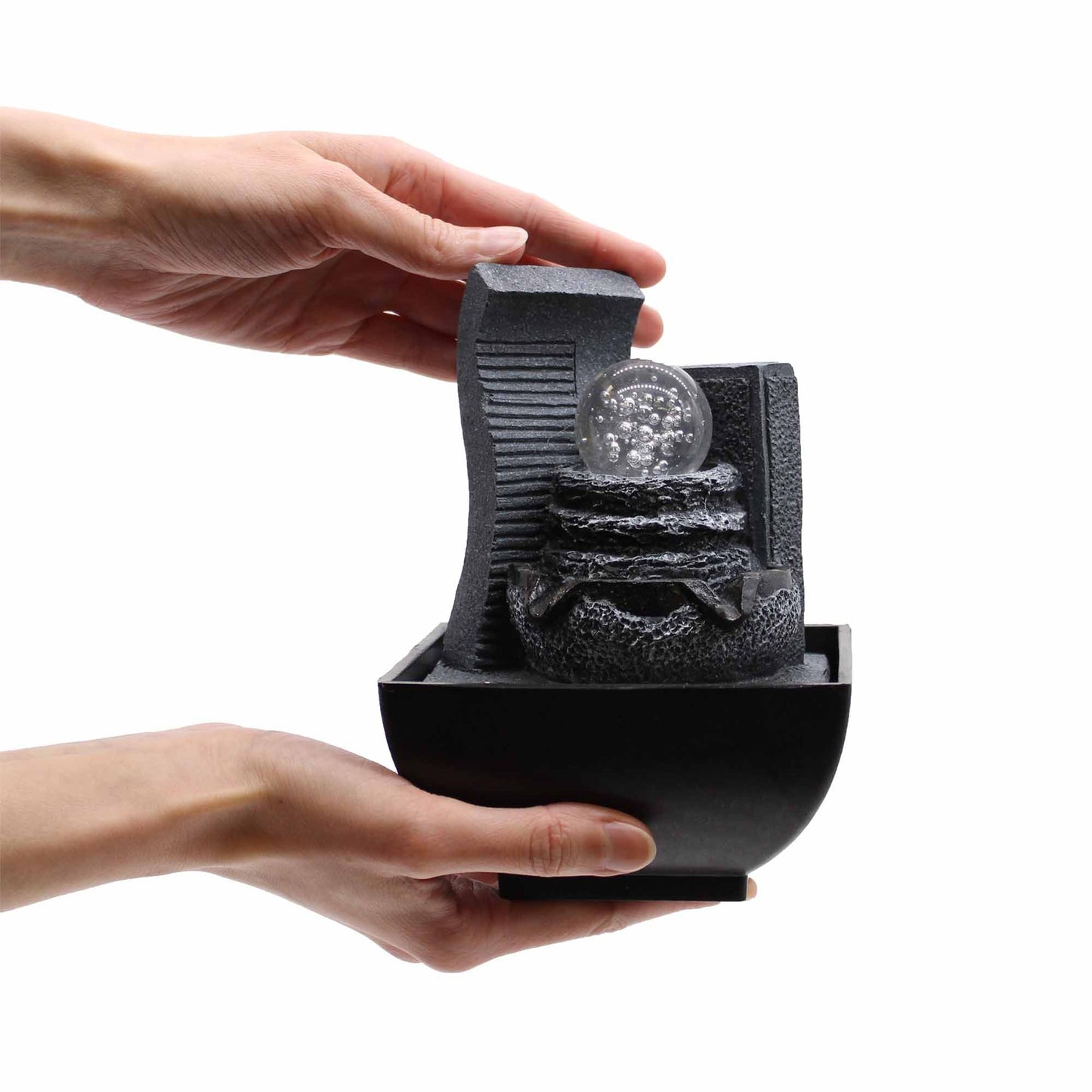 Authentic Tabletop Water Feature – 18cm – Cascading Rock Formation showcasing clean geometry and natural material finishes