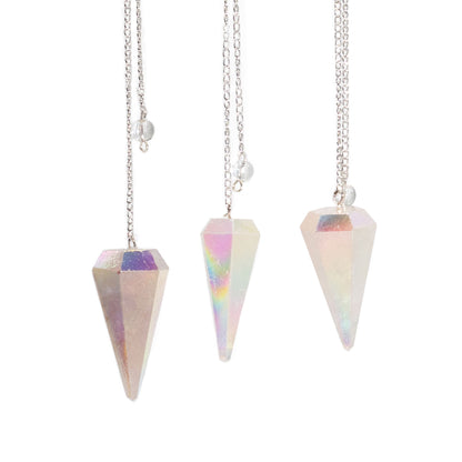 Authentic Six-Sided Pendulum – Aurora Crystal, Angel White perspective detail 3 showcasing clean geometry and natural material finishes