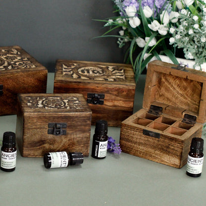 Authentic Aromatherapy Floral Carved Box (Holds 24 bottles) perspective detail 4 showcasing clean geometry and natural material finishes