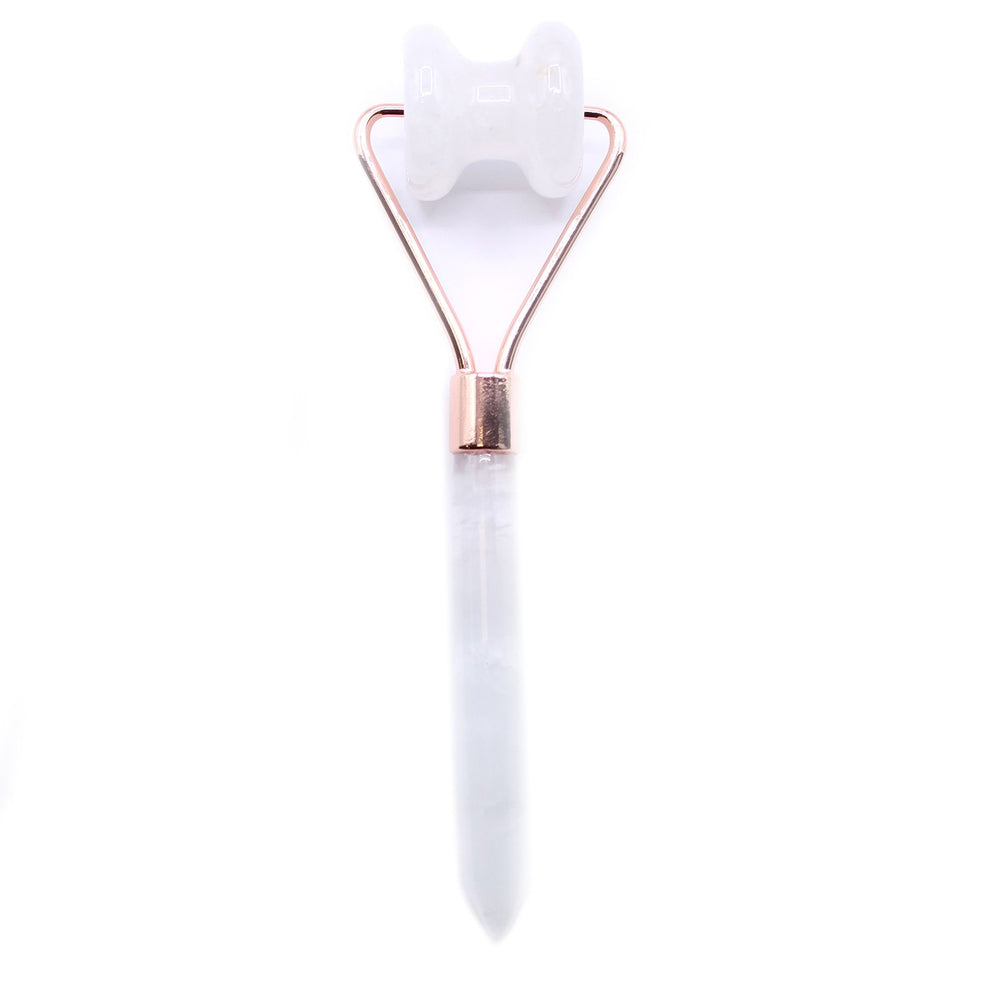 Rock quartz jawline gemstone roller 15cm — sculpting lymphatic crystal beauty ritual for radiant skin