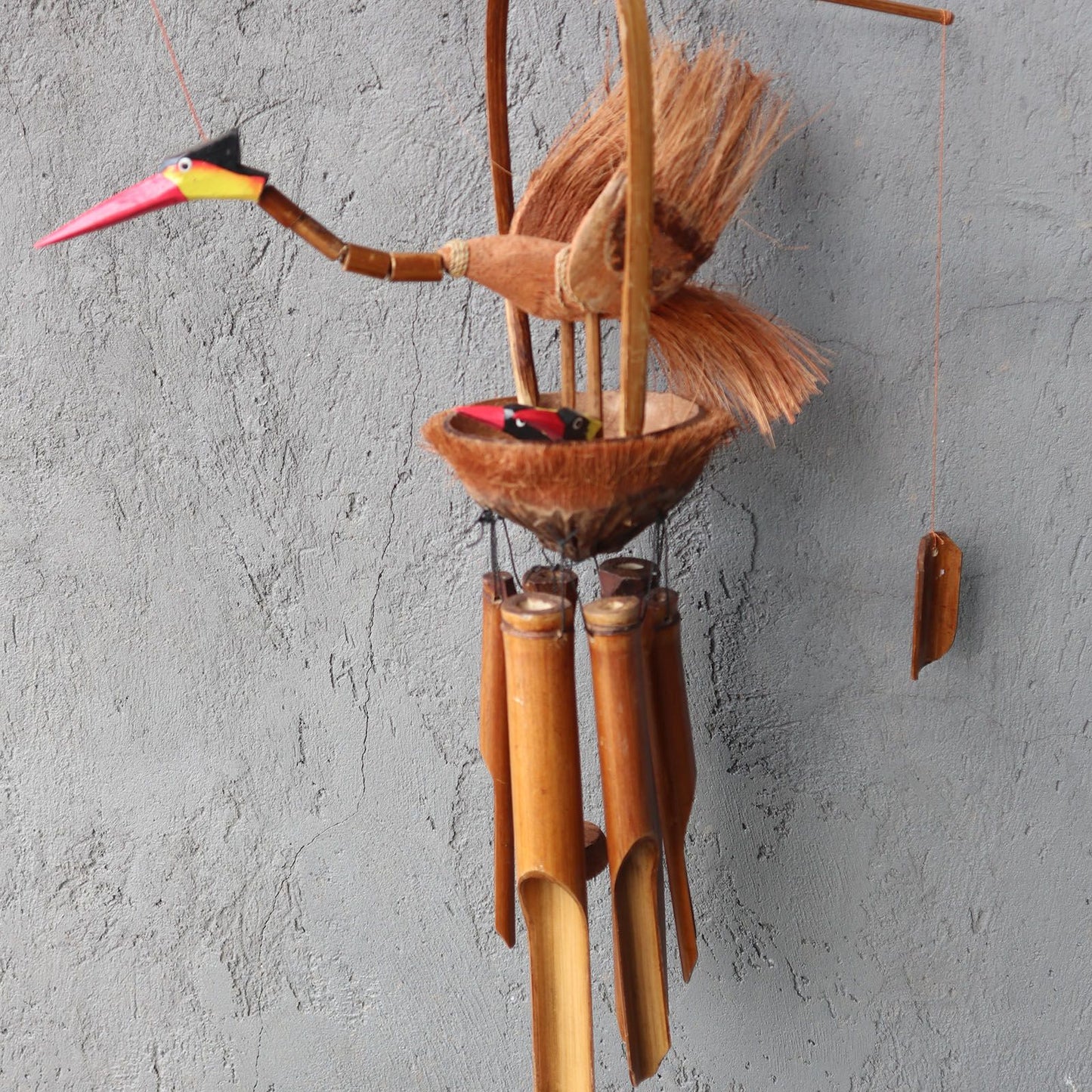 Authentic Bamboo Windchime - Natural finish - Mother & Chicks perspective detail 2 showcasing clean geometry and natural material finishes