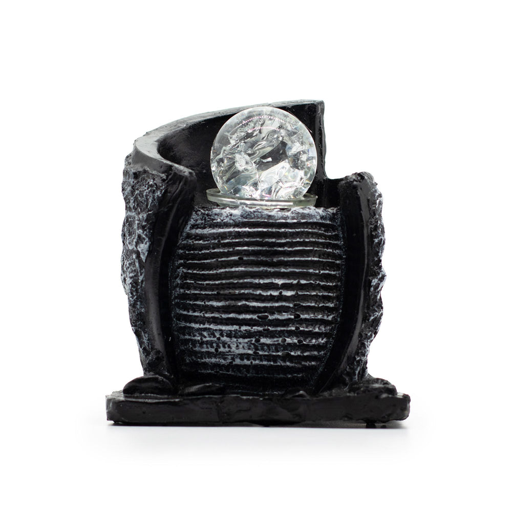 Authentic Tabletop Water Feature – 15×13×20cm – Water Pot & Crystal Ball showcasing clean geometry and natural material finishes