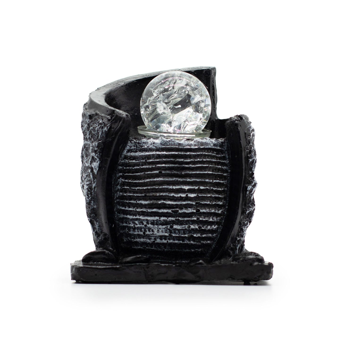 Authentic Tabletop Water Feature – 15×13×20cm – Water Pot & Crystal Ball showcasing clean geometry and natural material finishes