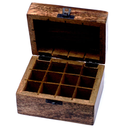 Mango Wood Aromatherapy Box — Holds 12 Bottles