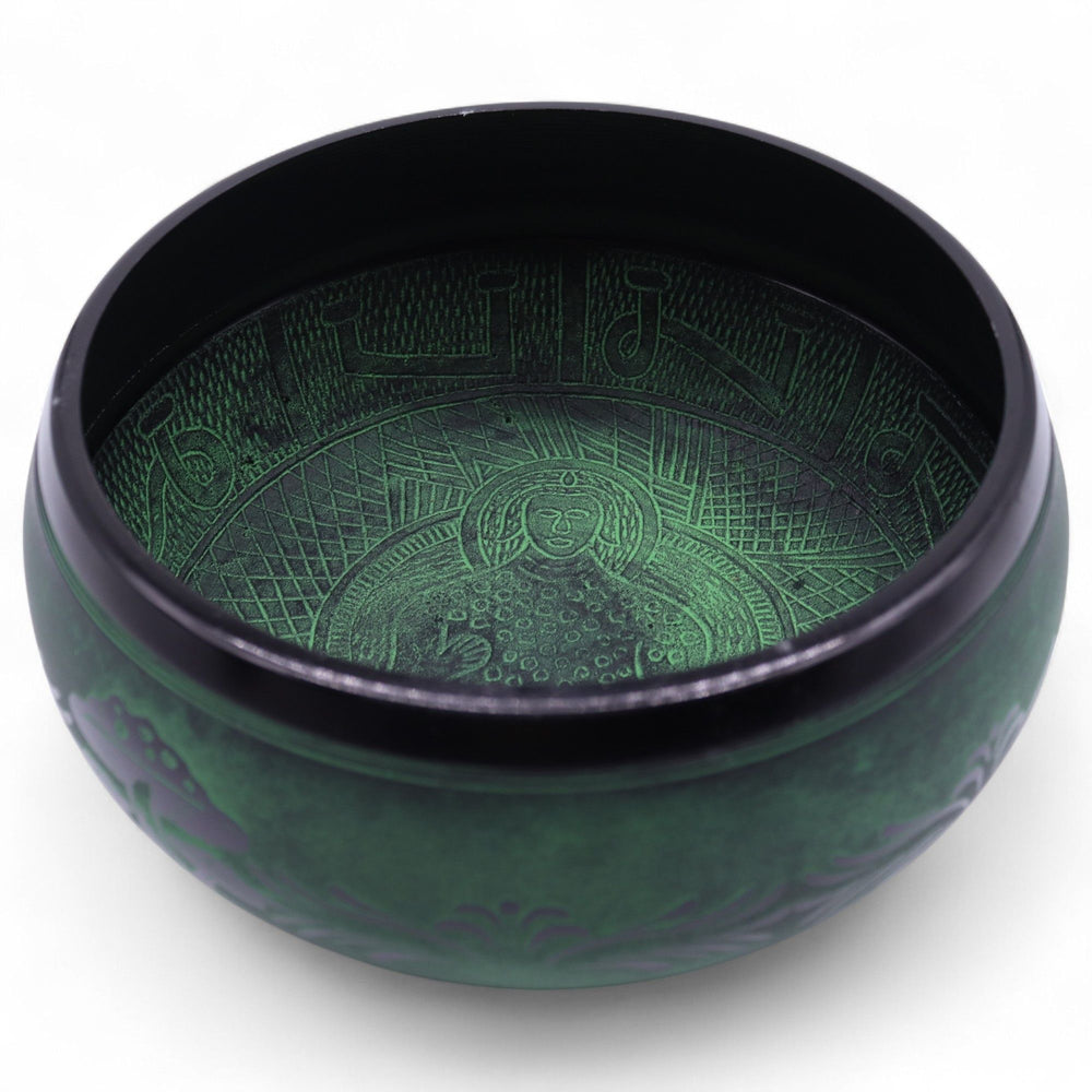 Moss green extra loud mushroom singing bowl 23cm 1.3kg — deep resonance sound healing meditation