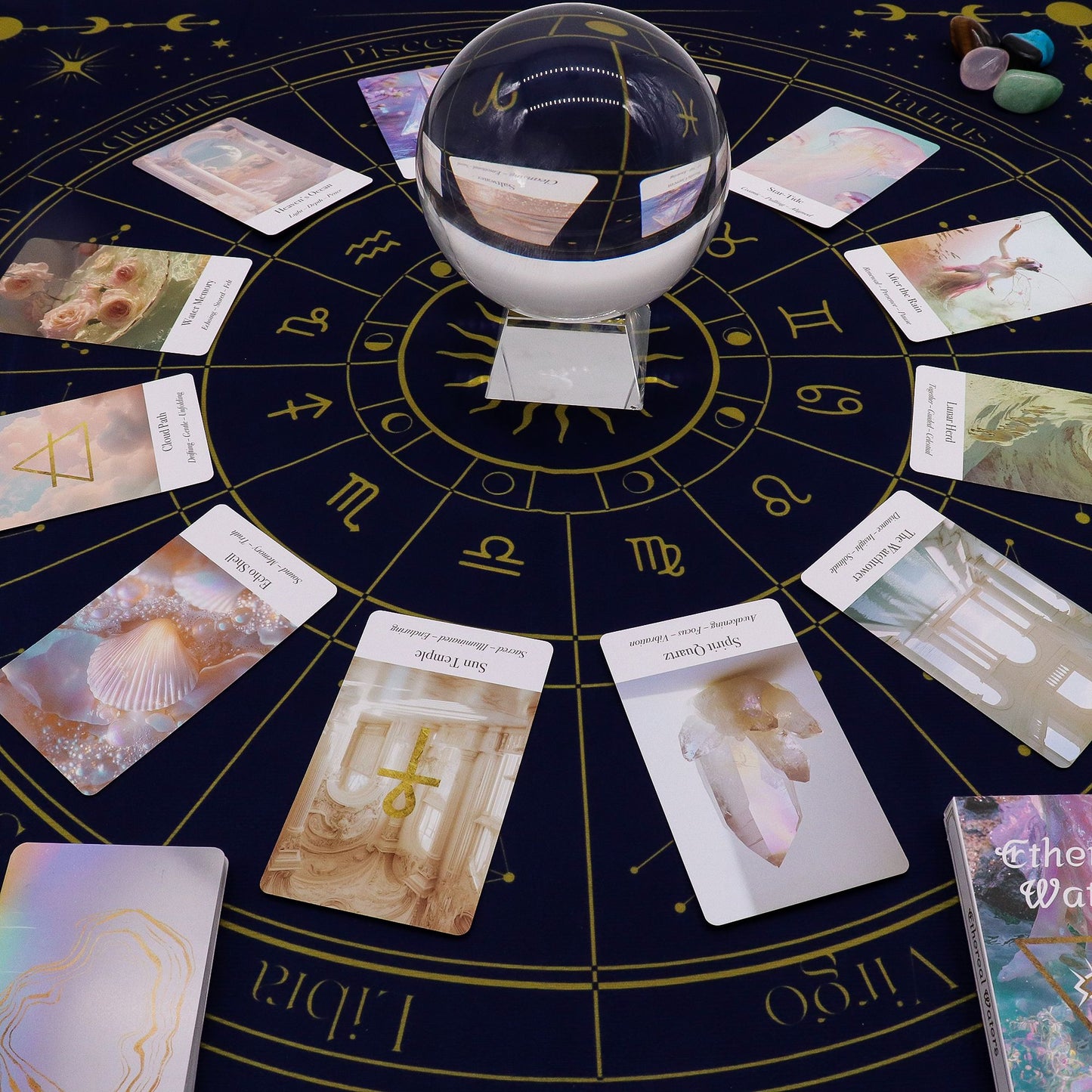 Authentic Tarot Reading Cloth – Zodiac Wheel perspective detail 10 showcasing clean geometry and natural material finishes