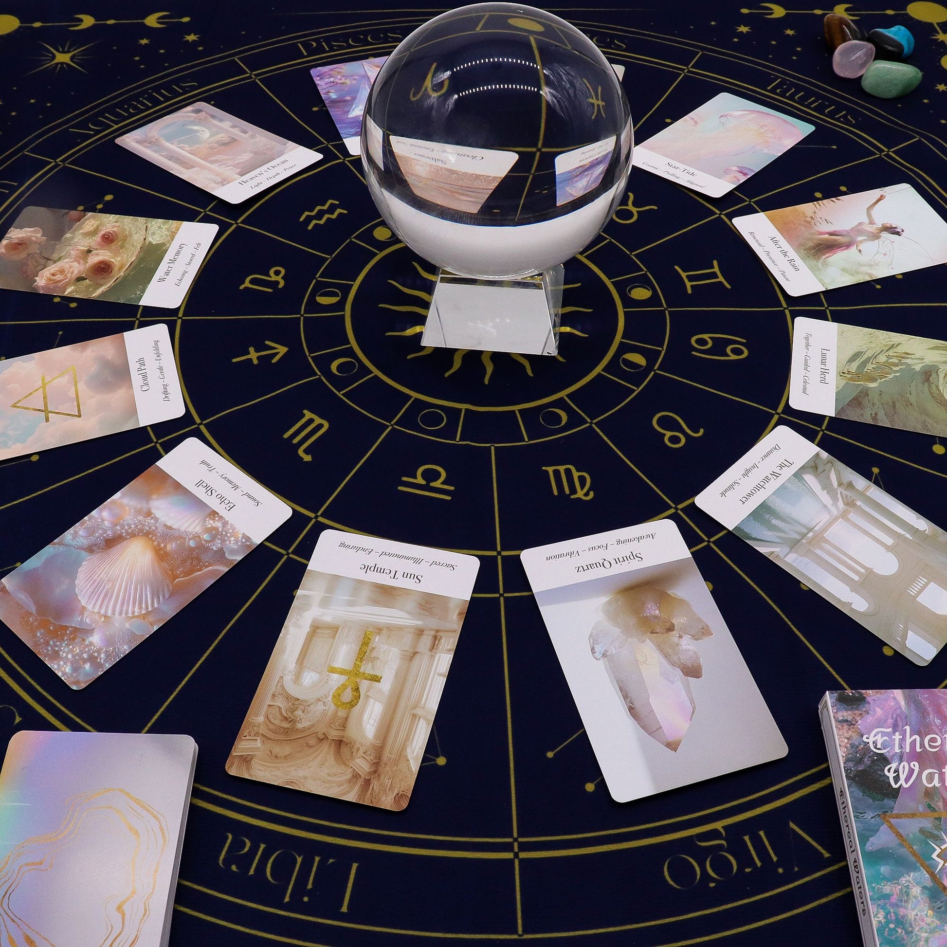 Authentic Tarot Reading Cloth – Zodiac Wheel perspective detail 10 showcasing clean geometry and natural material finishes