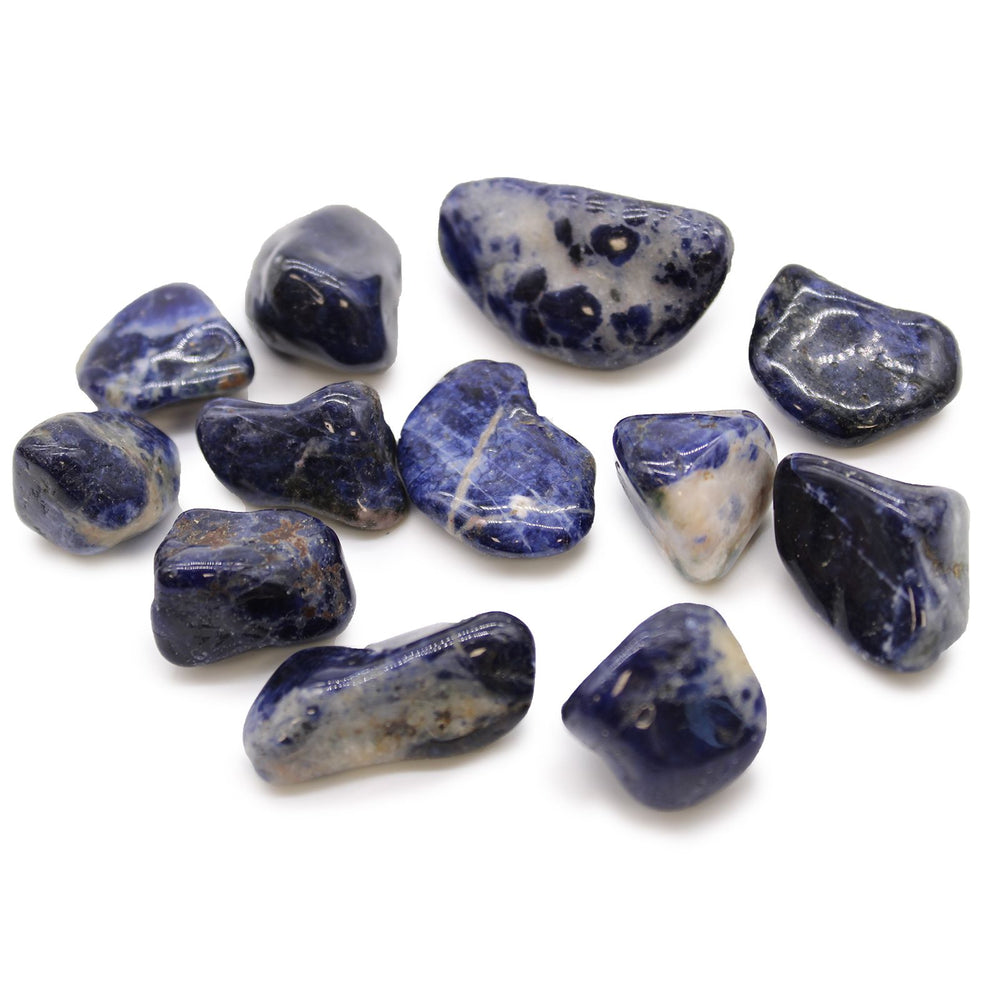 Authentic Bag of 12 Medium African Tumble Stones - Sodalite - Pure Blue showcasing clean geometry and natural material finishes