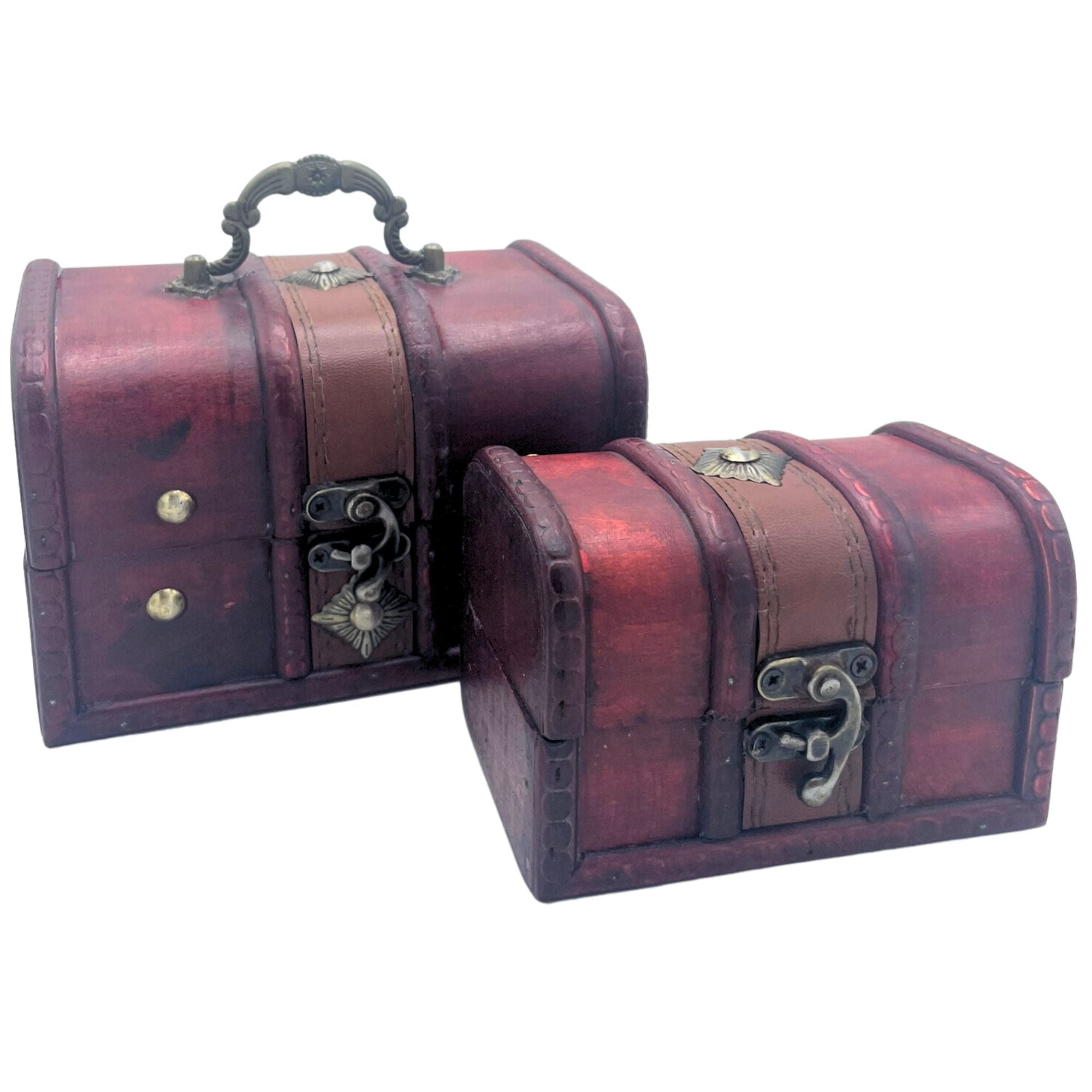 Natural treasure chest set of 2 — vintage colonial storage boxes for crystals tarot and sacred keepsakes