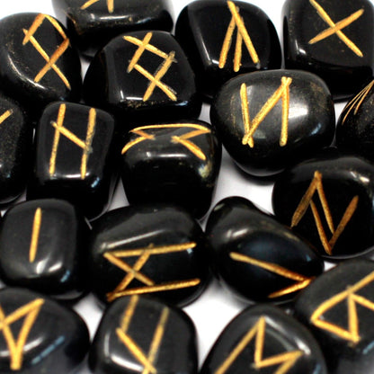 Authentic Rune Stone Set in Pouch – Black Agate perspective detail 3 showcasing clean geometry and natural material finishes