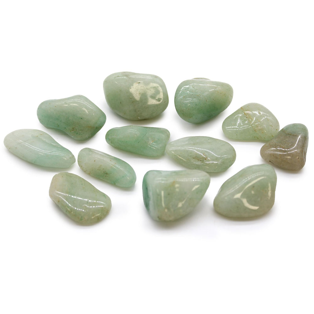 Aventurine medium African tumble stones bag of 12 — heart energy opportunity stone crystal set