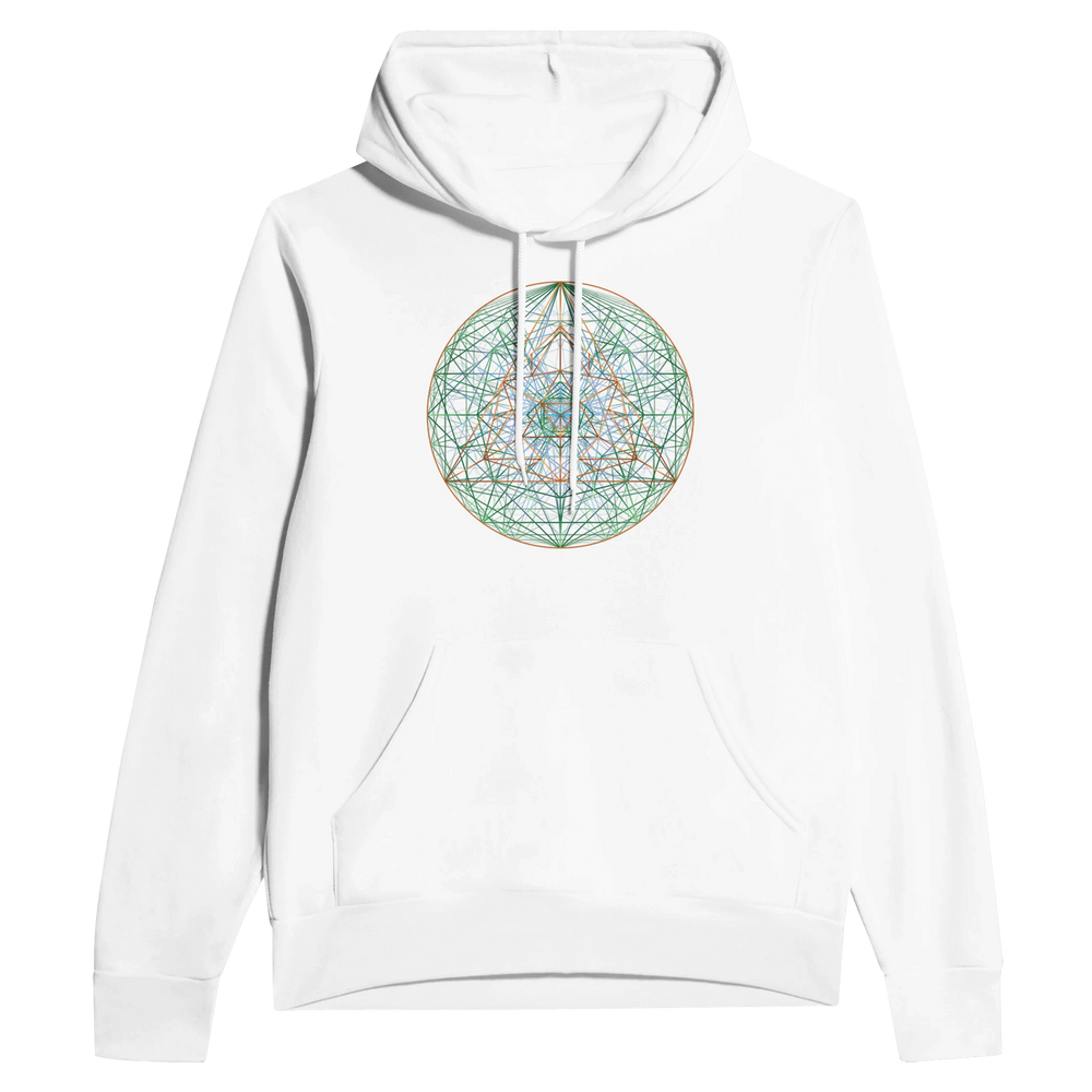 Authentic COPPER GREEN SACRED GEOMETRY   |  Unisex Pullover Hoodie showcasing clean geometry and natural material finishes