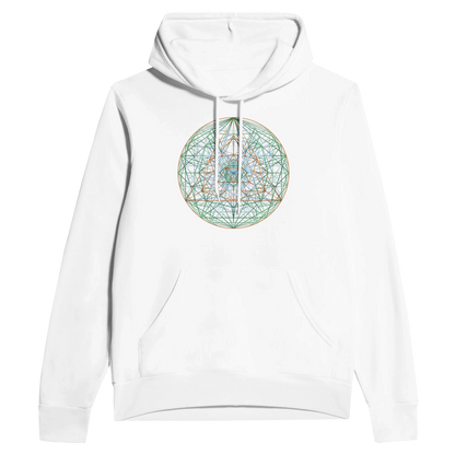 Authentic COPPER GREEN SACRED GEOMETRY   |  Unisex Pullover Hoodie showcasing clean geometry and natural material finishes