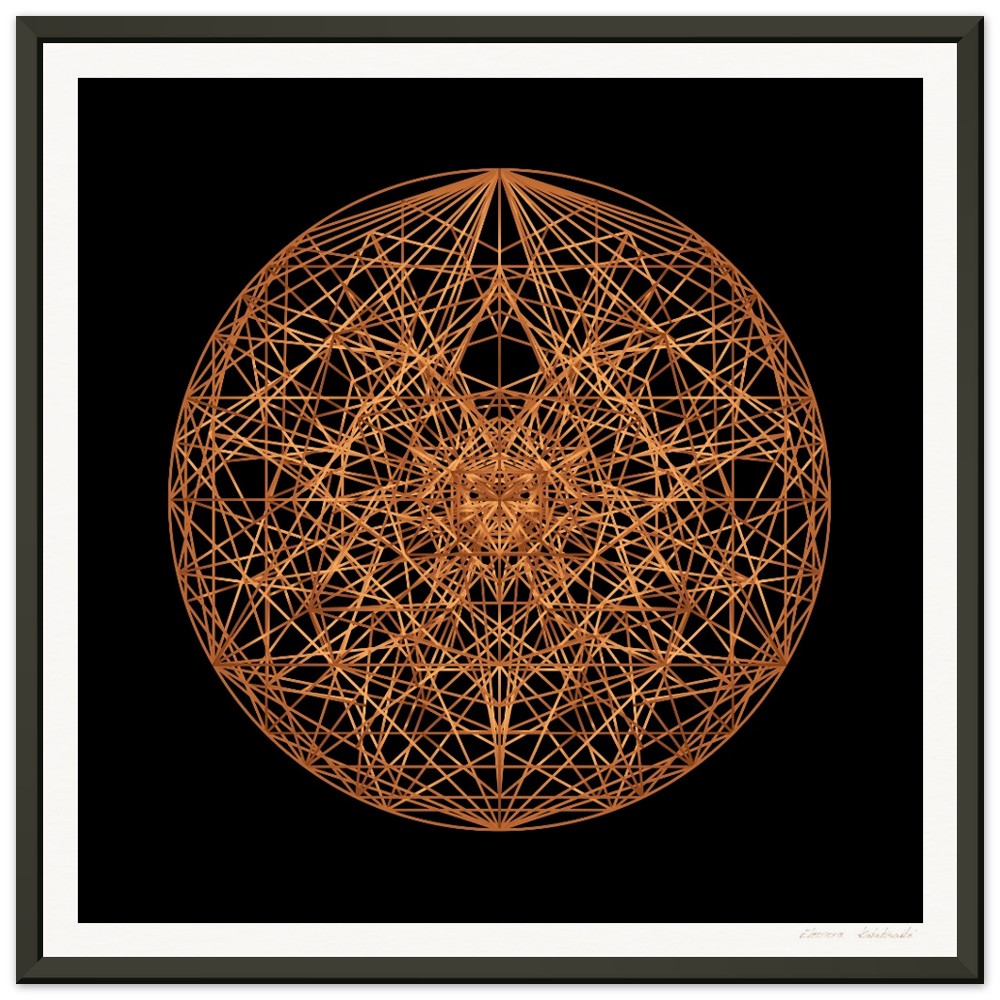 unified 10 copper geometry art print on black background
