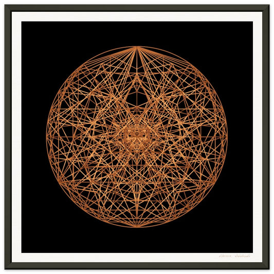 unified 10 copper geometry art print on black background
