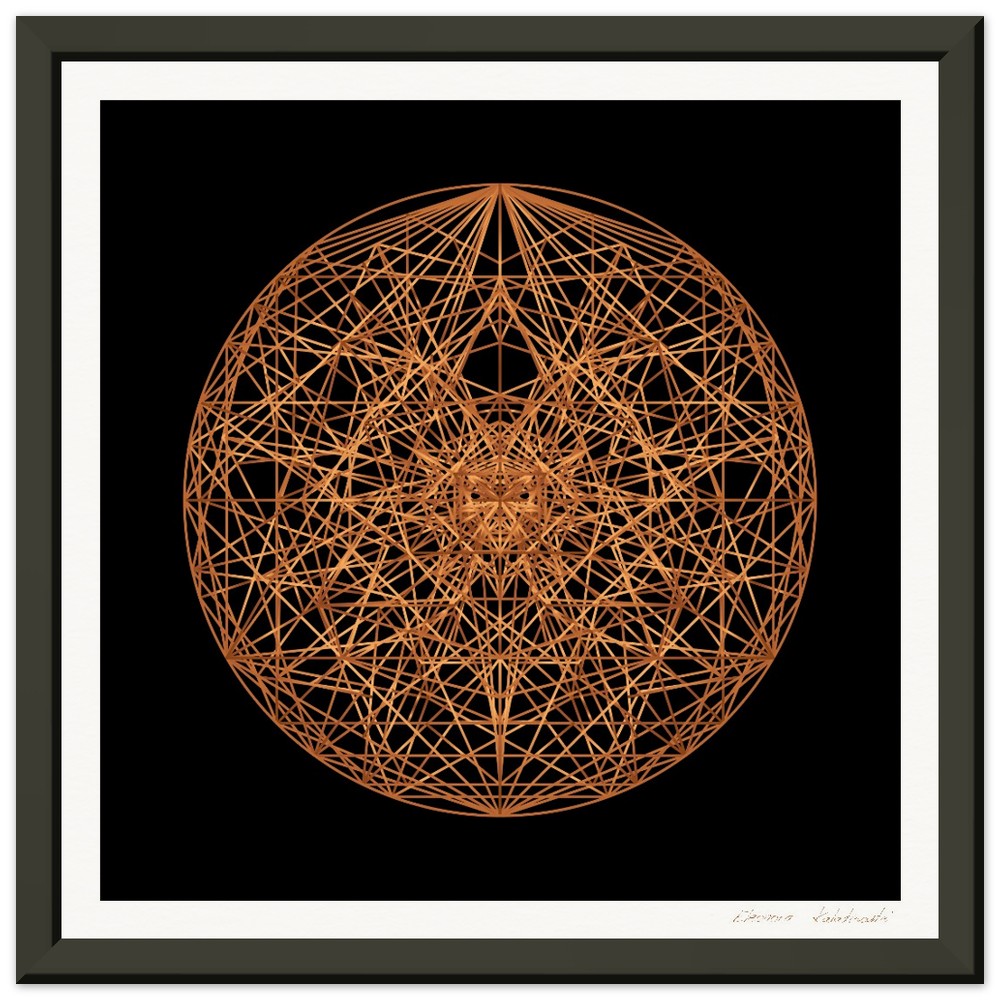 unified 10 copper geometry art print on black background